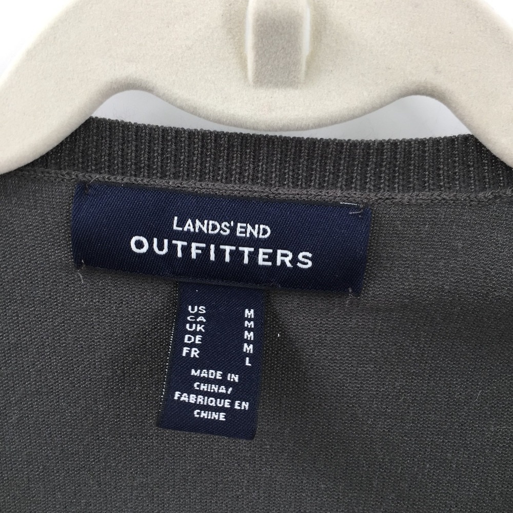 Lands End Outfitters classic gray cardigan sweater lightweight preppy nautical M - Picture 6 of 11